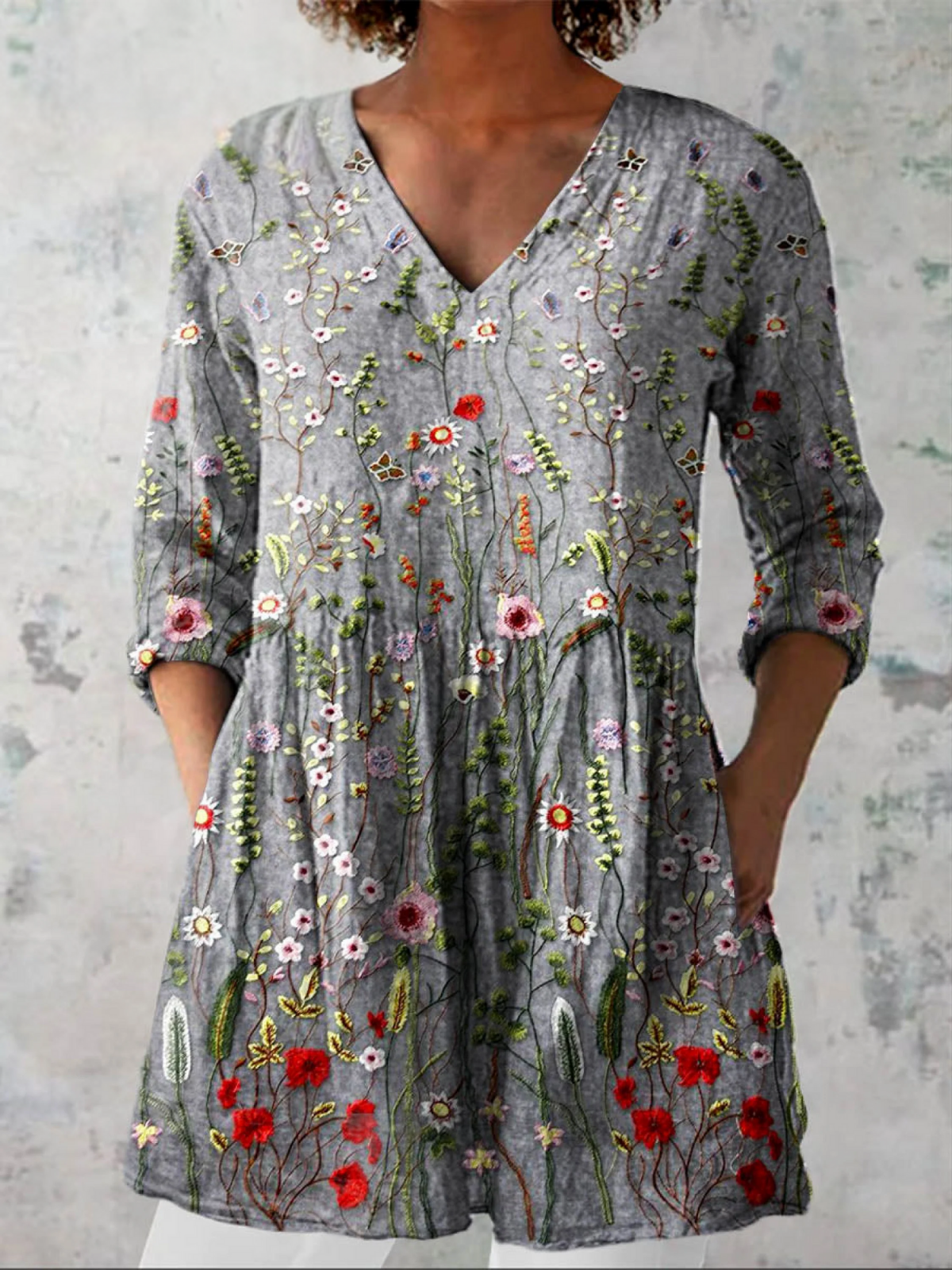 Alessia | Blusa Lunga con Scollo a V