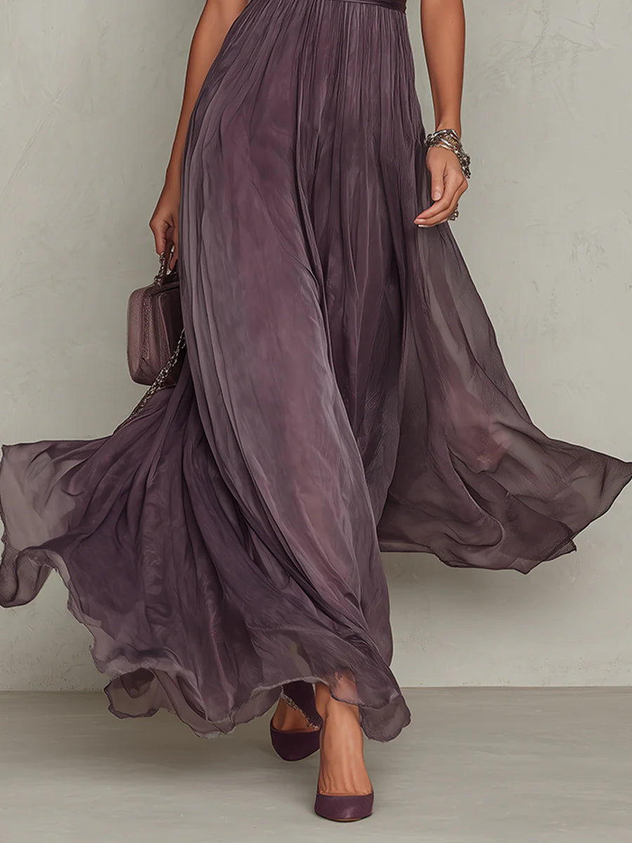 Viola | Abito Lungo in Chiffon, Stile Vintage ed Elegante