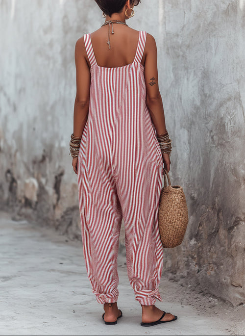 Annika | Tuta senza maniche con scollo quadrato e righe minimaliste