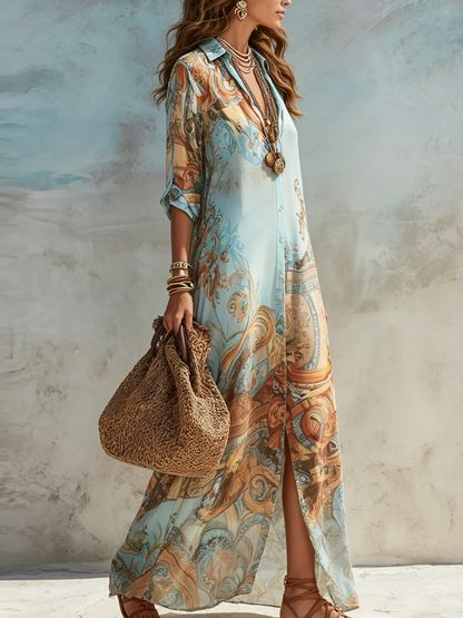 Melissa | Abito Maxi Floreale Blu