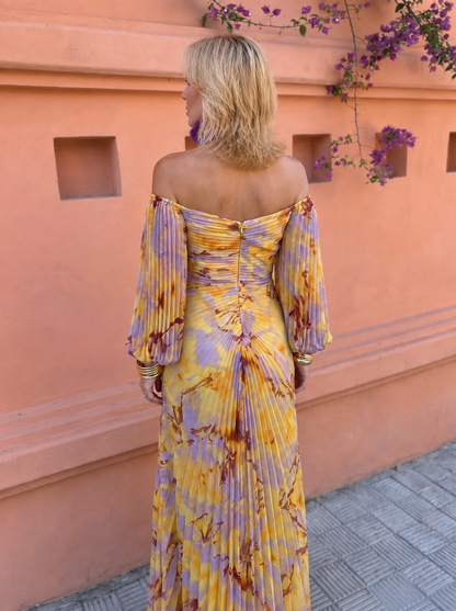 Greta | Abito Lungo Floreale con Scollo Profondo