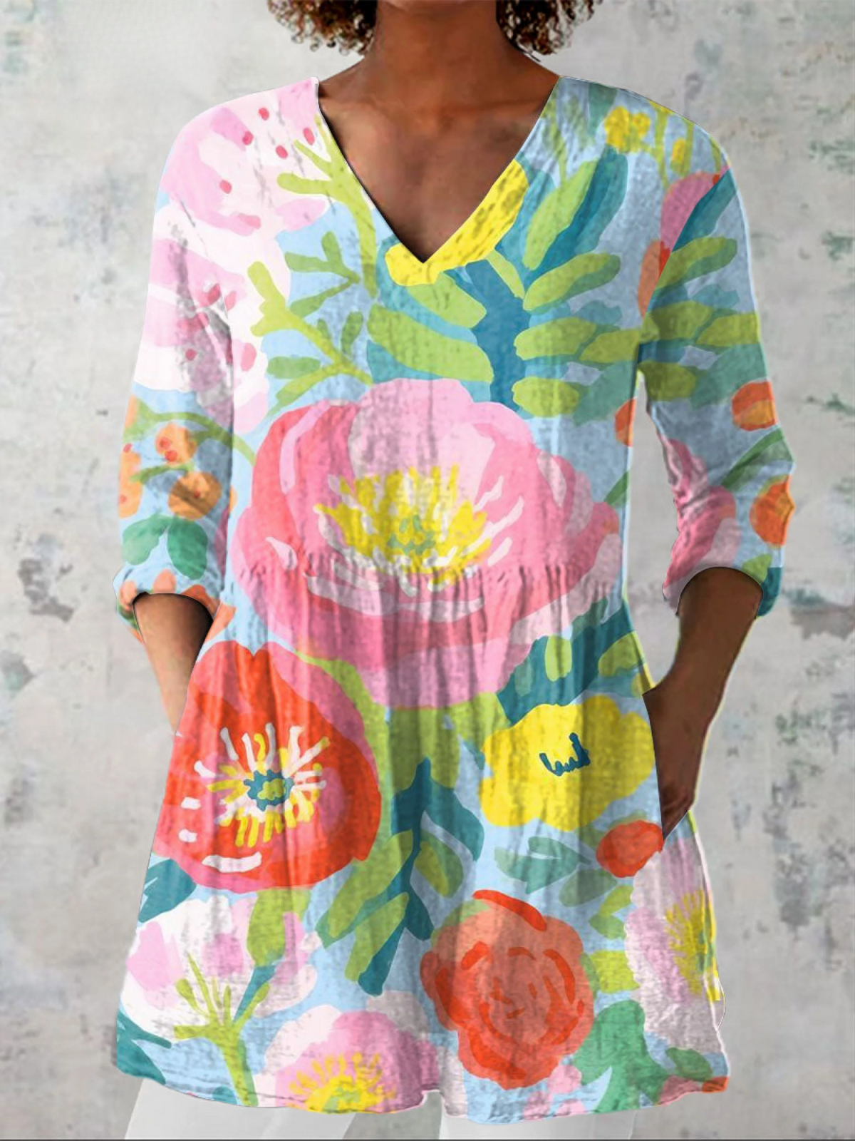 Elena | Blusa Lunga con Scollo a V