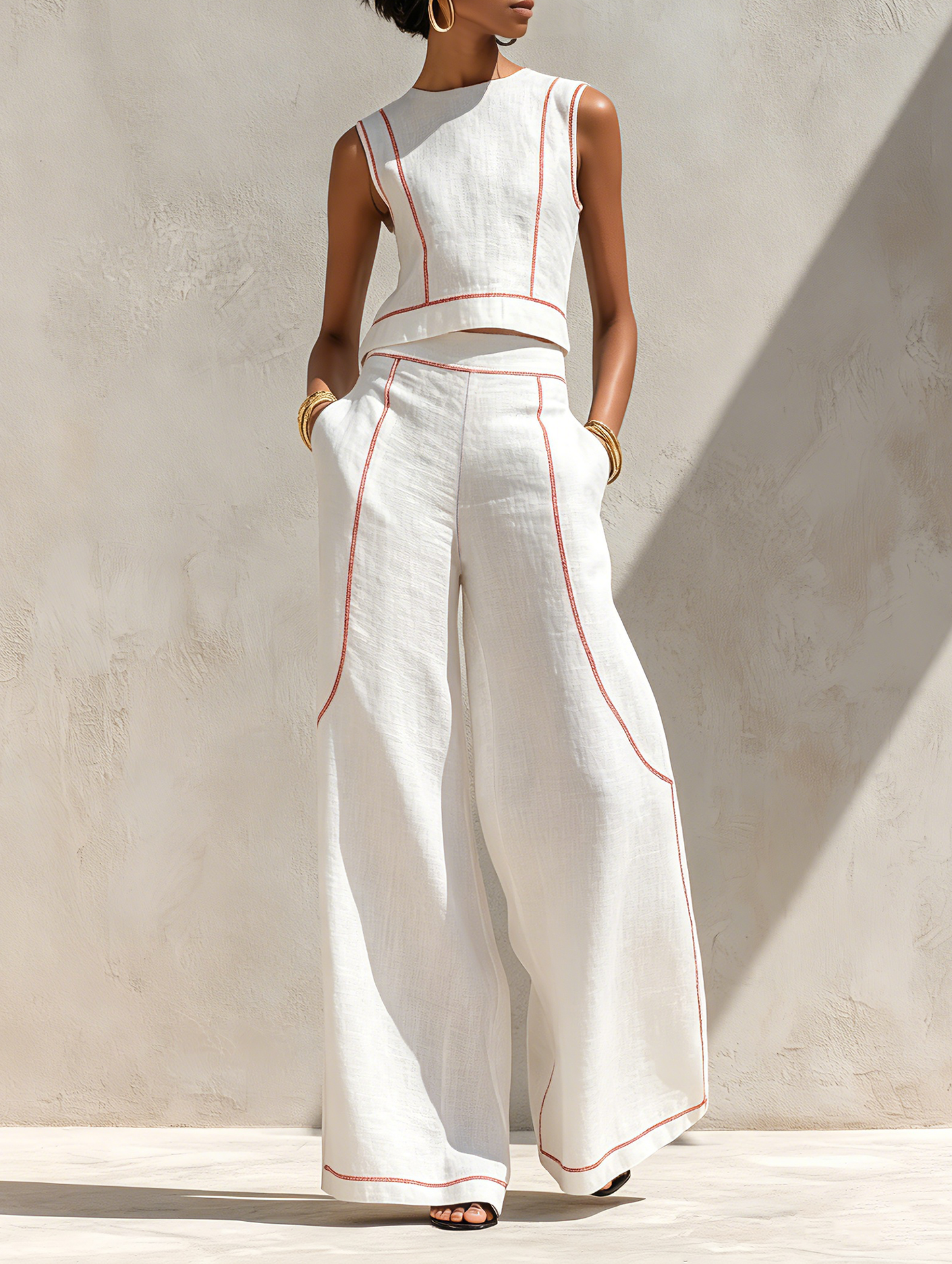 Alice | Completo con Pantaloni Elegante e Cuciture a Contrasto