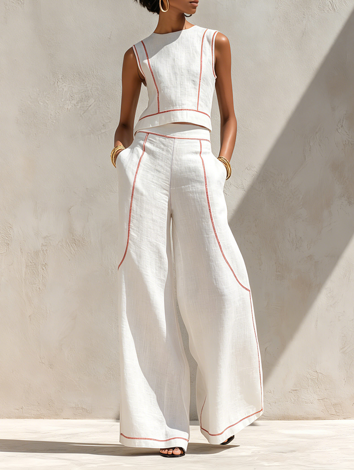 Alice | Completo con Pantaloni Elegante e Cuciture a Contrasto