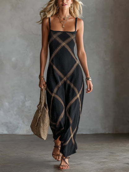 Vittoria | Abito Geometrico Cammello