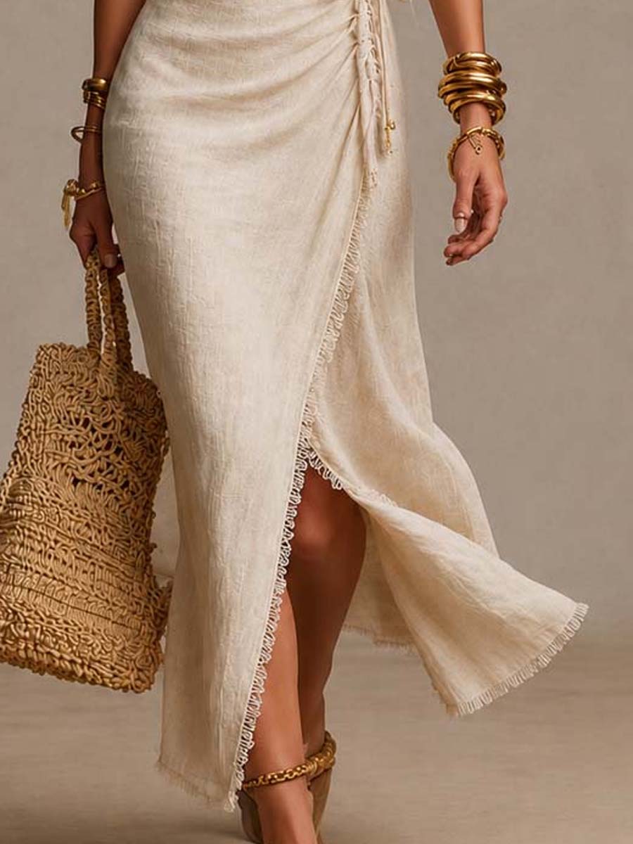 Tatiana | Abito Midi con Scollo Incrociato e Pizzo (Copia)