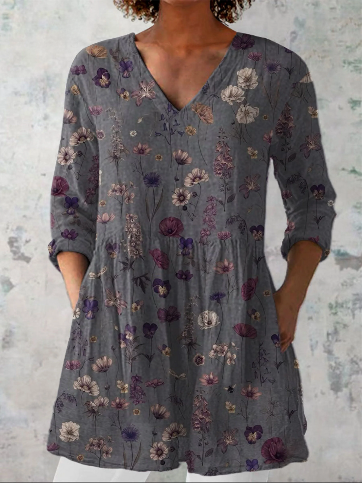 Adriana | Blusa a Maniche Lunghe con Scollo a V
