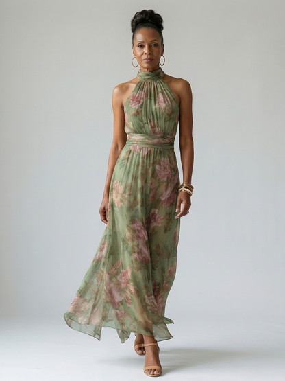 Mirella | Abito Midi con Scollo Halter Arricciato