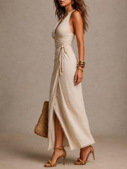 Tatiana | Abito Midi con Scollo Incrociato e Pizzo (Copia)