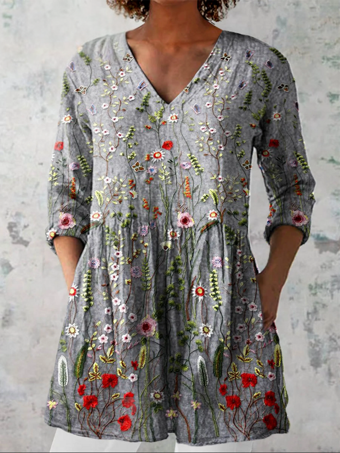 Alessia | Blusa Lunga con Scollo a V