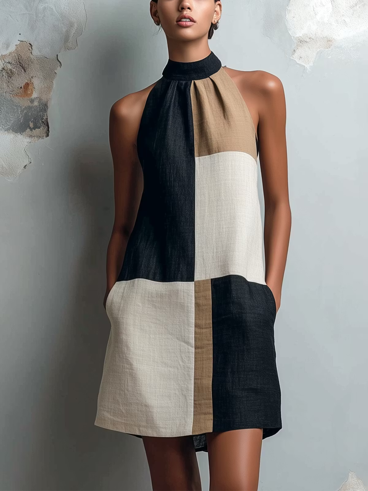 Sabrina | Mini Abito Halter Color Block