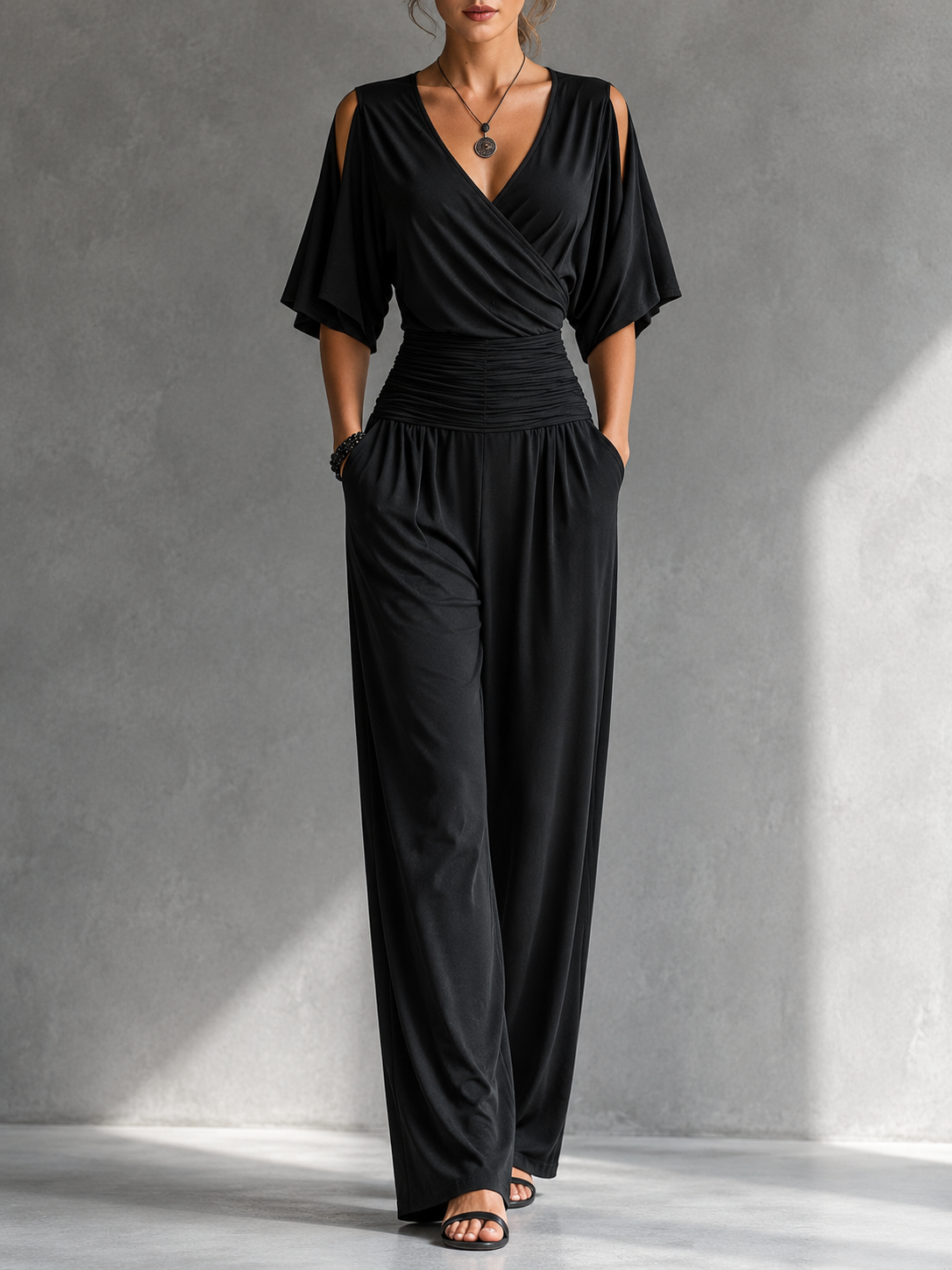 Lucia | Elegante Completo con Effetto Incrociato e Gamba Ampia