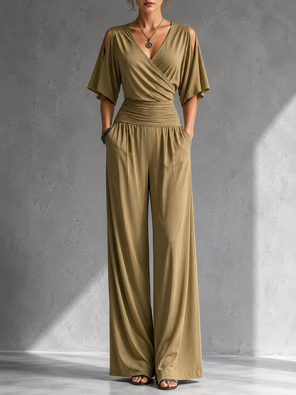 Lucia | Elegante Completo con Effetto Incrociato e Gamba Ampia