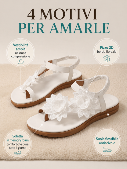 Florea | Sandali Ortopedici con Fiori Applicati