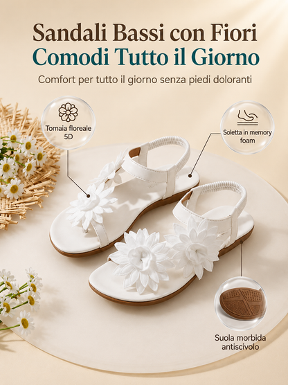 Florea | Sandali Ortopedici con Fiori Applicati
