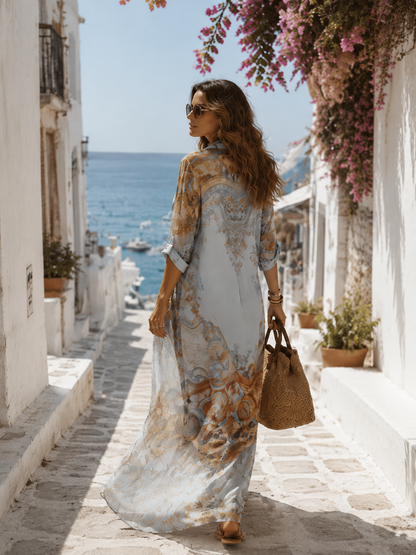 Melissa | Abito Maxi Floreale Blu