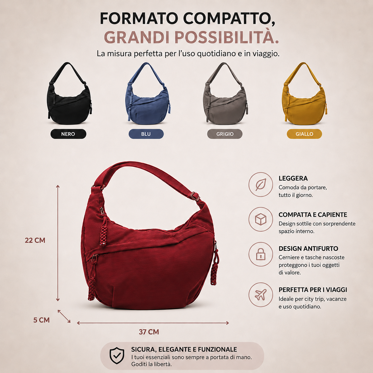 Chiara | Borsa a Spalla Grigio