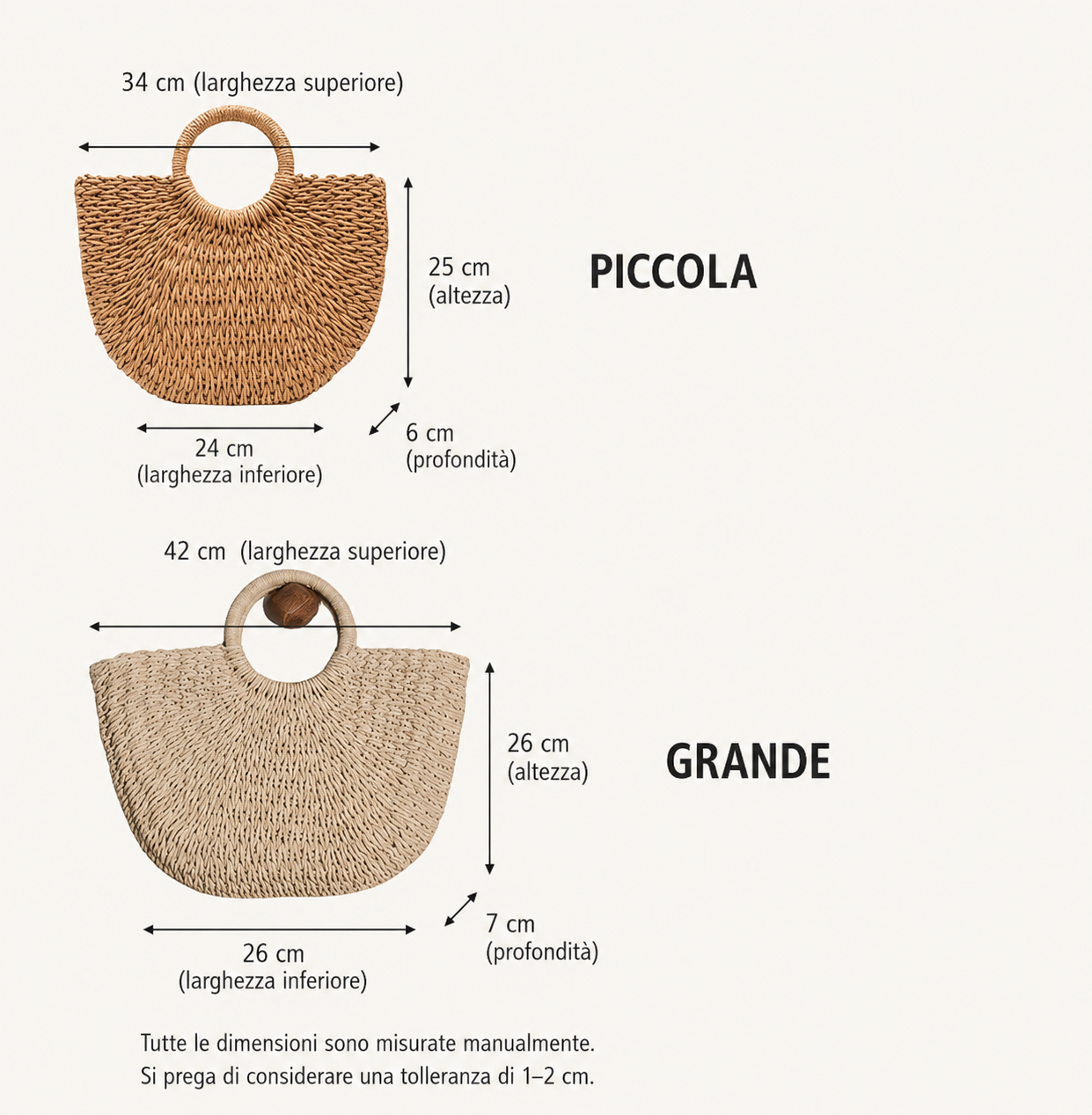 Serenella | Borsa a Mezzaluna in Paglia Intrecciata Cognac
