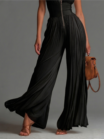 Sofia | Tuta in Chiffon Plissettato Nero