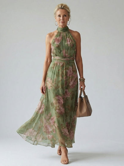 Mirella | Abito Midi con Scollo Halter Arricciato