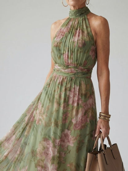 Mirella | Abito Midi con Scollo Halter Arricciato