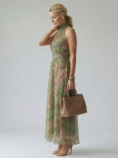Mirella | Abito Midi con Scollo Halter Arricciato