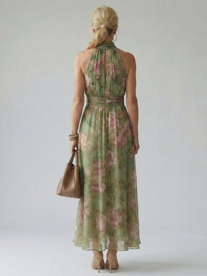 Mirella | Abito Midi con Scollo Halter Arricciato