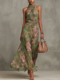 Alva | Abito lungo con scollo all'americana, floreale ed elegante