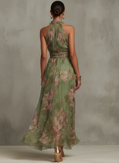 Stella | Abito Lungo con Scollo all'Americana, Floreale ed Elegante