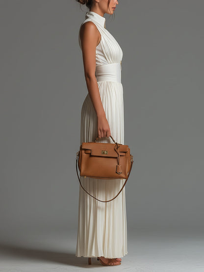 Sofia | Tuta in Chiffon Plissettato Bianco