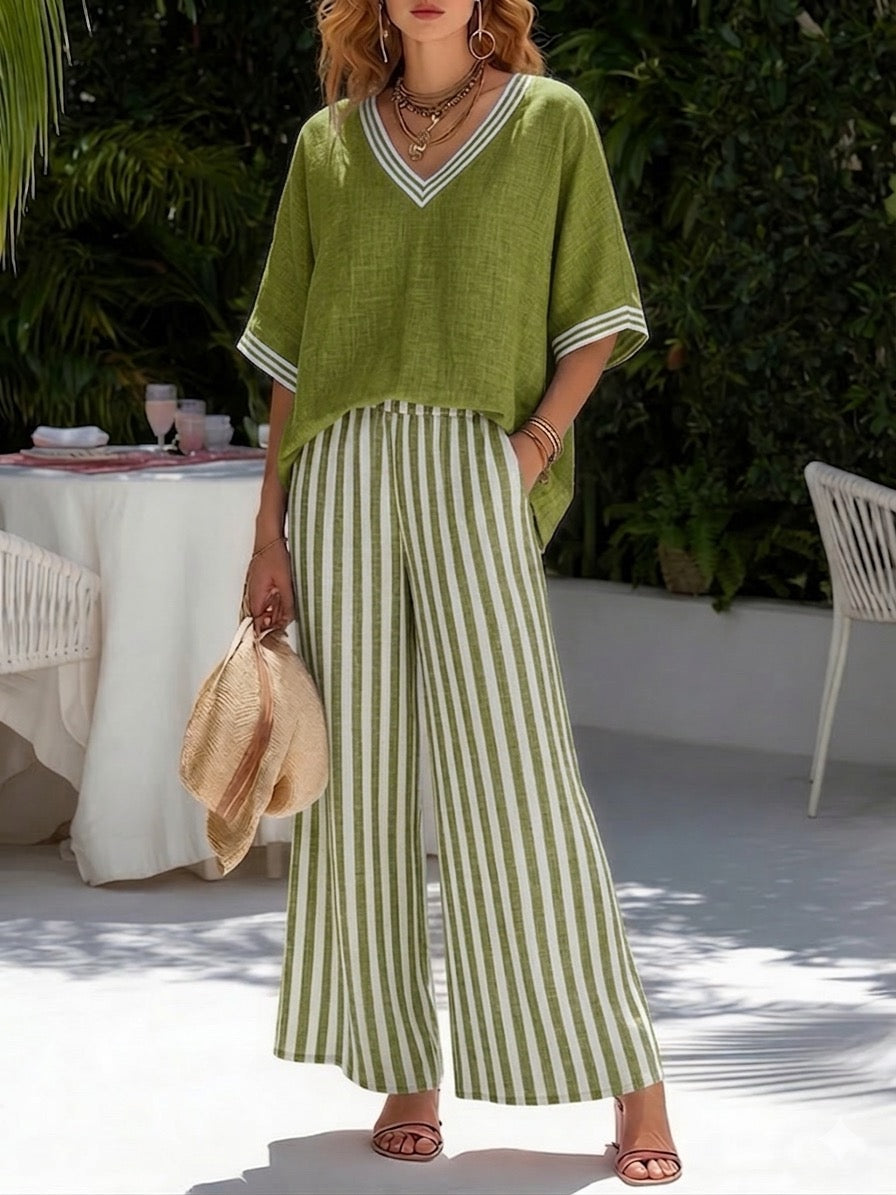 Arianna | Completo in Lino a Righe