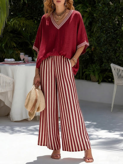 Arianna | Completo in Lino a Righe