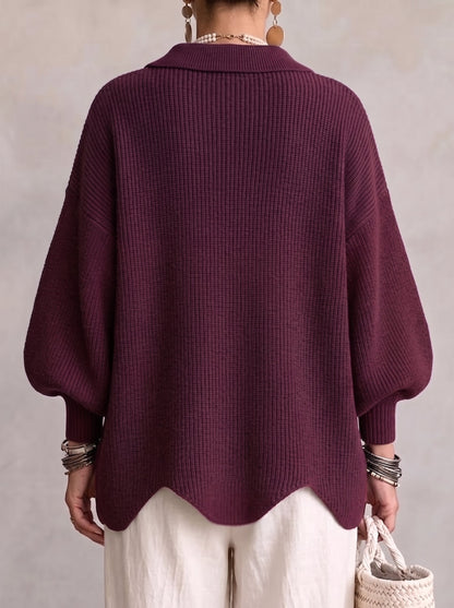 Ivana | Cardigan Oversize con Colletto e Grandi Bottoni Metallici