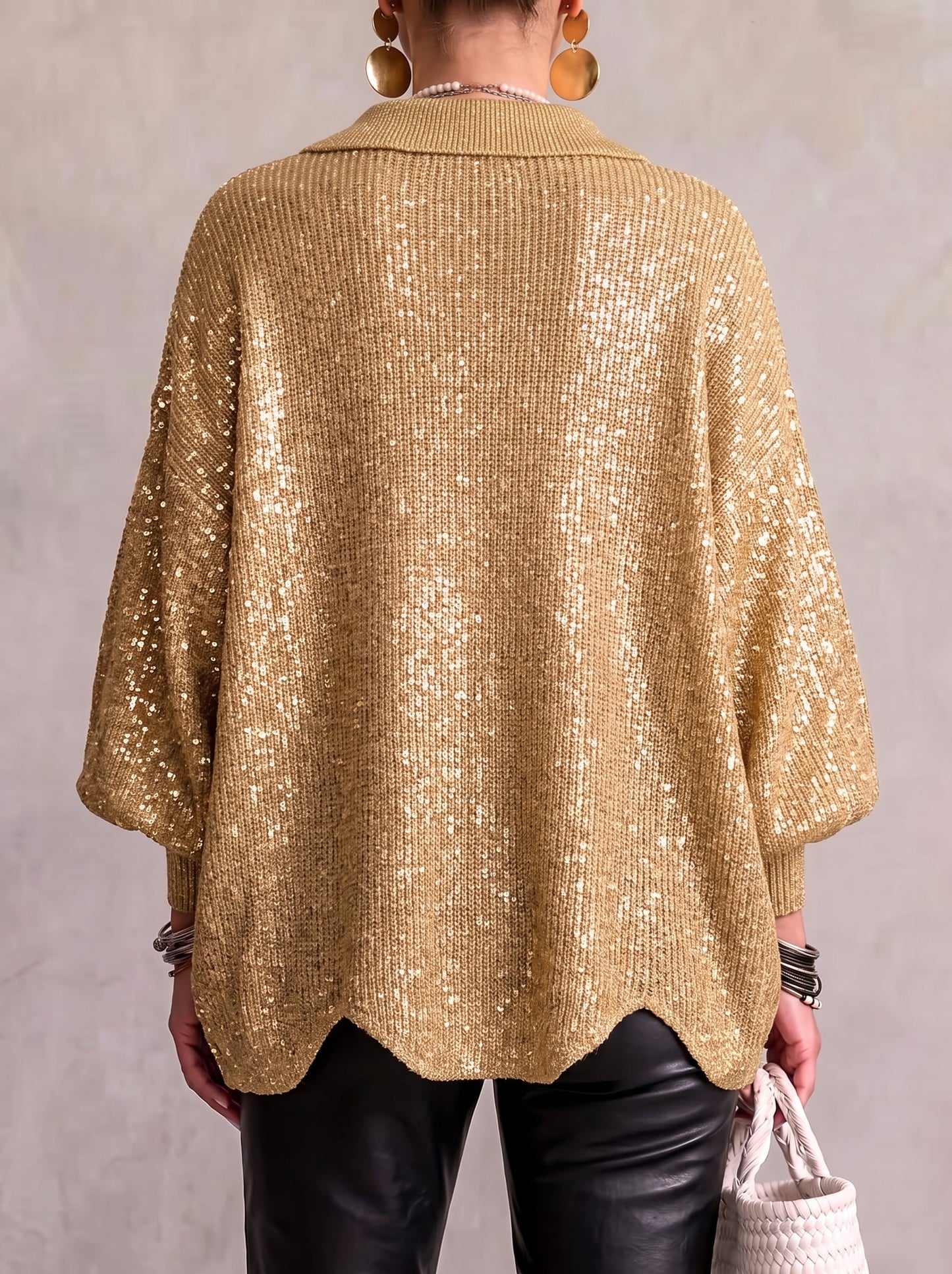Ivana | Cardigan Oversize con Colletto e Grandi Bottoni Metallici