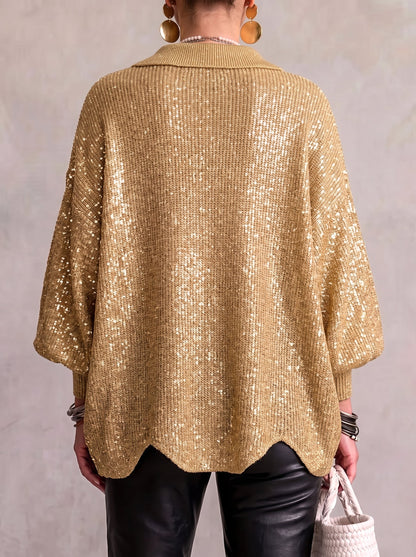 Ivana | Cardigan Oversize con Colletto e Grandi Bottoni Metallici