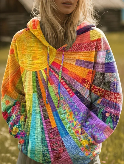 Donatella | Felpa con Cappuccio Patchwork Multicolor Boho