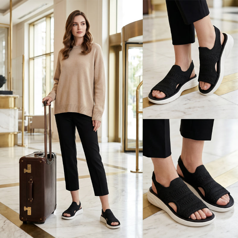 Anna | Sandali con Zeppa in Materiale Traspirante da Donna