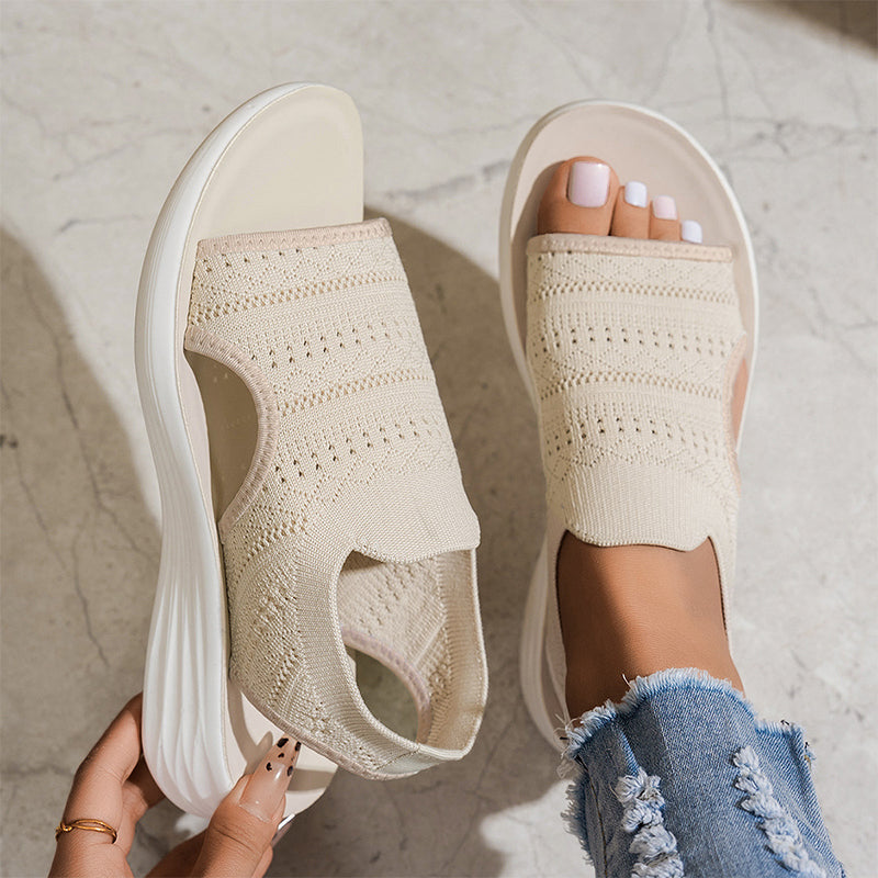 Anna | Sandali con Zeppa in Materiale Traspirante da Donna