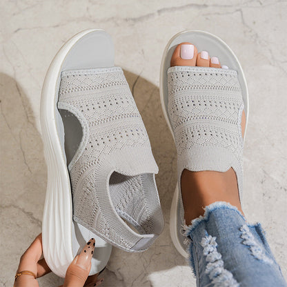 Anna | Sandali con Zeppa in Materiale Traspirante da Donna