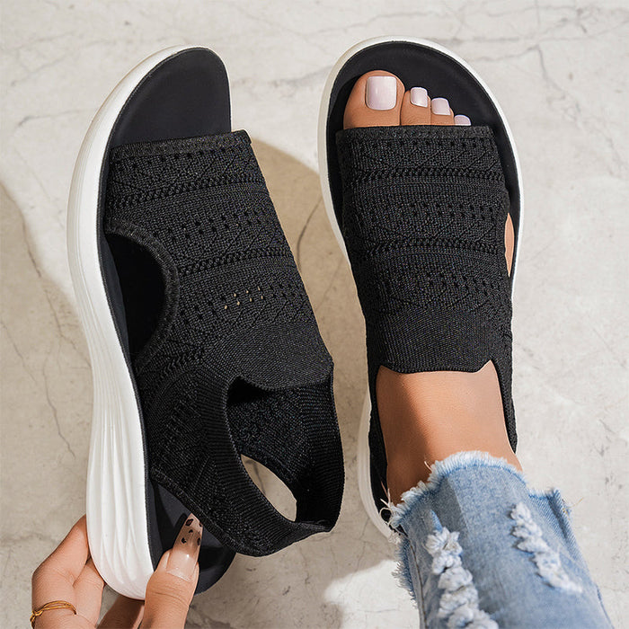 Anna | Sandali con Zeppa in Materiale Traspirante da Donna
