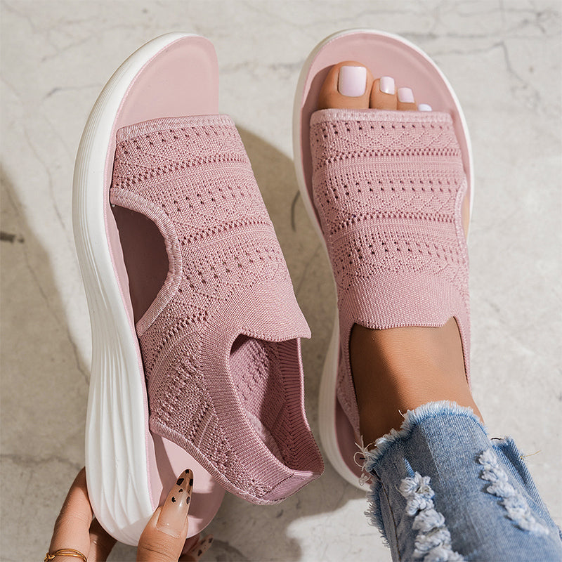 Anna | Sandali con Zeppa in Materiale Traspirante da Donna