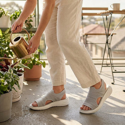 Anna | Sandali con Zeppa in Materiale Traspirante da Donna