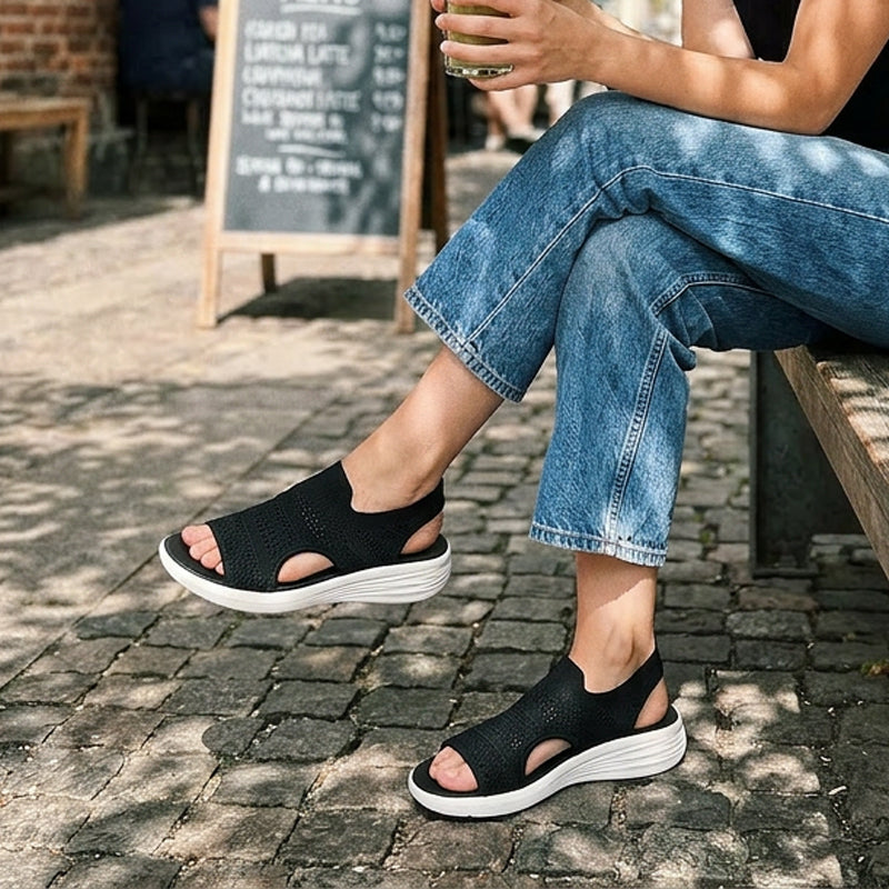 Anna | Sandali con Zeppa in Materiale Traspirante da Donna